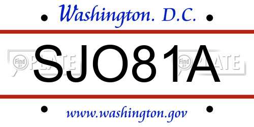SJO81A District Of Columbia License Plate