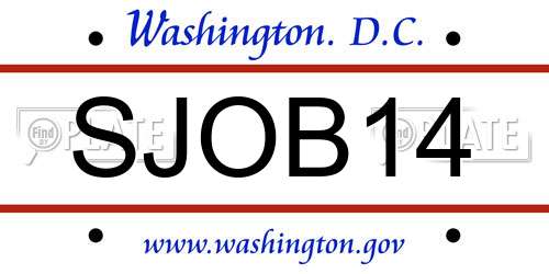 SJOB14 District Of Columbia License Plate