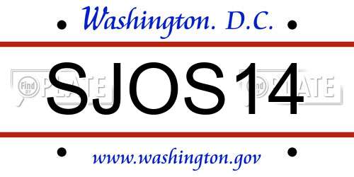 SJOS14 District Of Columbia License Plate