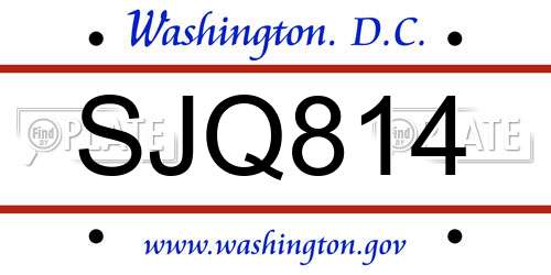 SJQ814 District Of Columbia License Plate