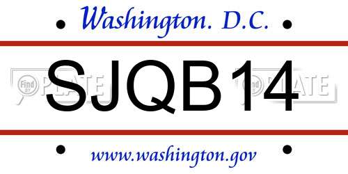 SJQB14 District Of Columbia License Plate
