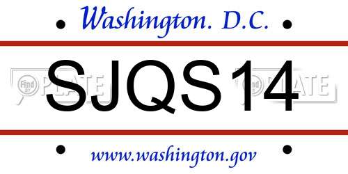 SJQS14 District Of Columbia License Plate