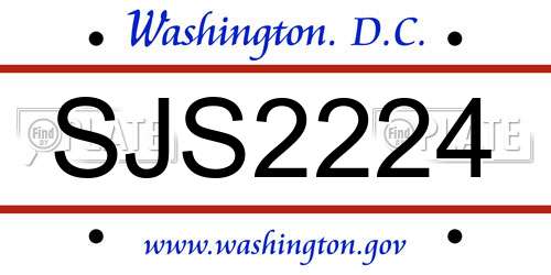 SJS2224 District Of Columbia License Plate