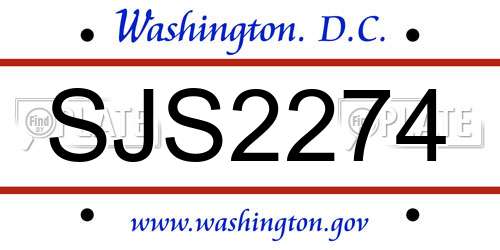 SJS2274 District Of Columbia License Plate