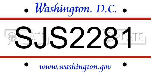 SJS2281 District Of Columbia License Plate