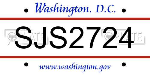 SJS2724 District Of Columbia License Plate