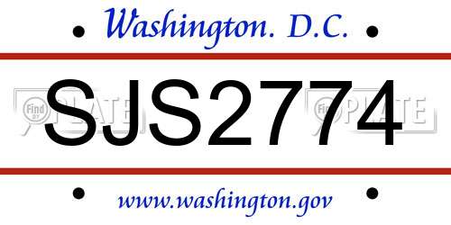 SJS2774 District Of Columbia License Plate
