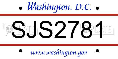 SJS2781 District Of Columbia License Plate