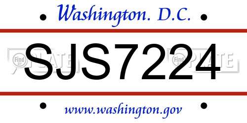 SJS7224 District Of Columbia License Plate