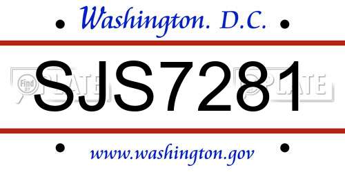 SJS7281 District Of Columbia License Plate