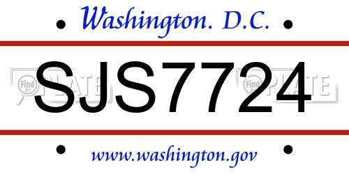 SJS7724 District Of Columbia License Plate