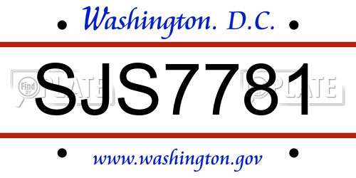 SJS7781 District Of Columbia License Plate