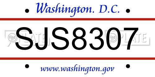 SJS8307 District Of Columbia License Plate
