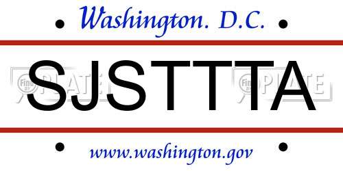 SJSTTTA District Of Columbia License Plate