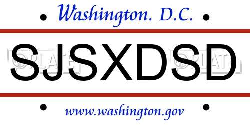 SJSXDSD District Of Columbia License Plate