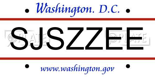 SJSZZEE District Of Columbia License Plate