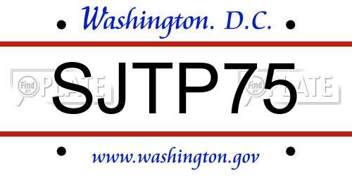 SJTP75 District Of Columbia License Plate