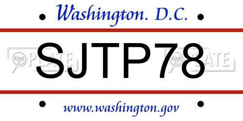 SJTP78 District Of Columbia License Plate