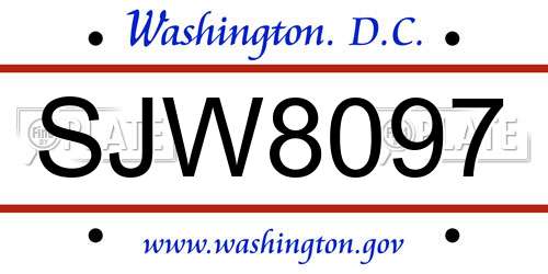 SJW8097 District Of Columbia License Plate