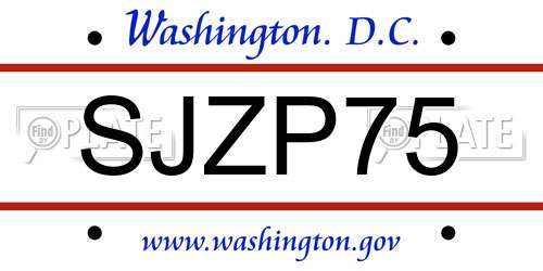 SJZP75 District Of Columbia License Plate