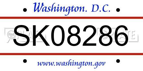 SK08286 District Of Columbia License Plate