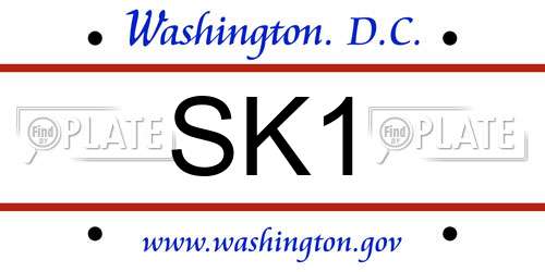 SK1 District Of Columbia License Plate