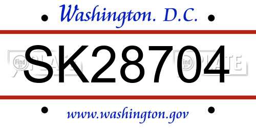 SK28704 District Of Columbia License Plate