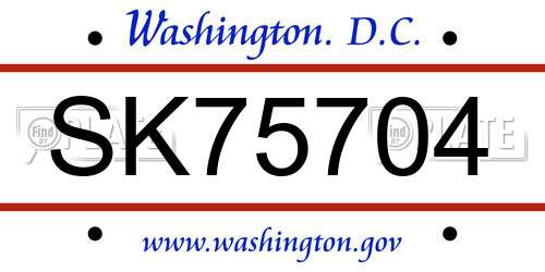 SK75704 District Of Columbia License Plate