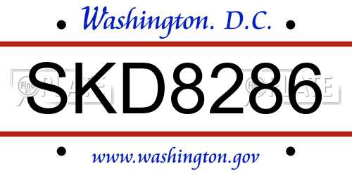 SKD8286 District Of Columbia License Plate