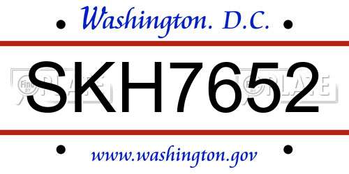 SKH7652 District Of Columbia License Plate