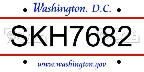 SKH7682 District Of Columbia License Plate