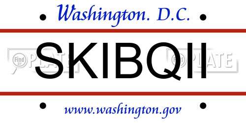SKIBQII District Of Columbia License Plate