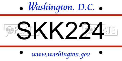 SKK224 District Of Columbia License Plate