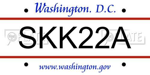 SKK22A District Of Columbia License Plate