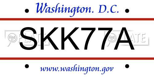 SKK77A District Of Columbia License Plate