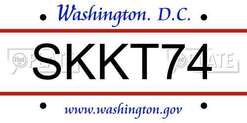 SKKT74 District Of Columbia License Plate