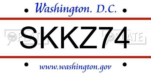 SKKZ74 District Of Columbia License Plate
