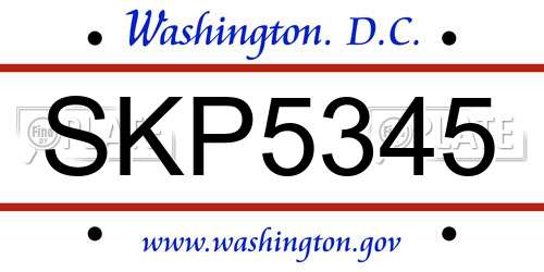 SKP5345 District Of Columbia License Plate