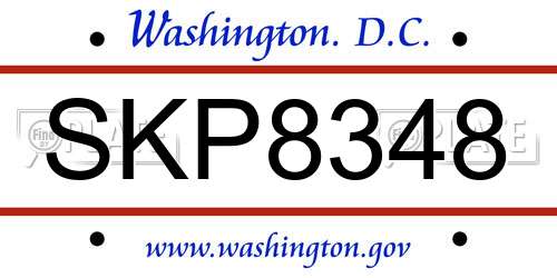 SKP8348 District Of Columbia License Plate