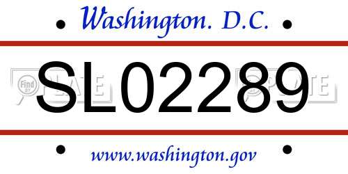 SL02289 District Of Columbia License Plate