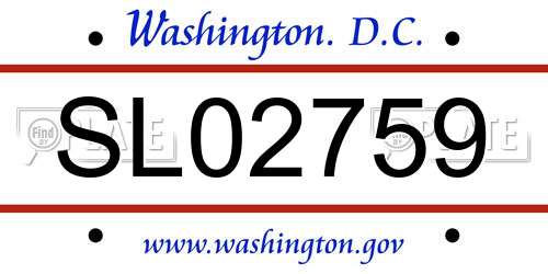 SL02759 District Of Columbia License Plate