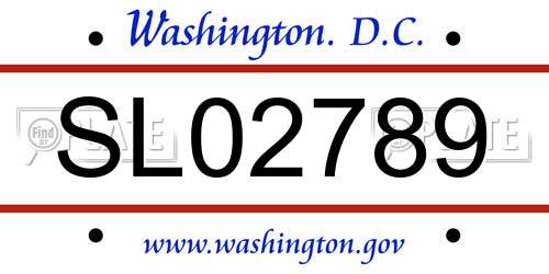 SL02789 District Of Columbia License Plate