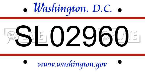 SL02960 District Of Columbia License Plate