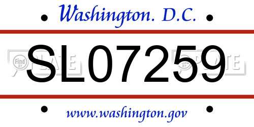 SL07259 District Of Columbia License Plate