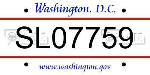 SL07759 District Of Columbia License Plate