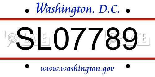 SL07789 District Of Columbia License Plate
