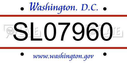 SL07960 District Of Columbia License Plate