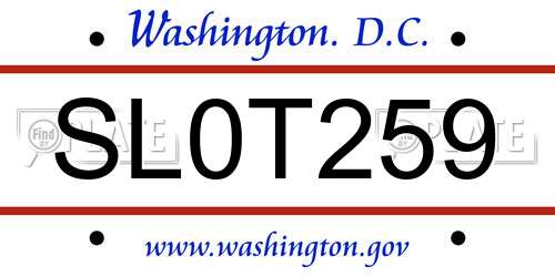 SL0T259 District Of Columbia License Plate