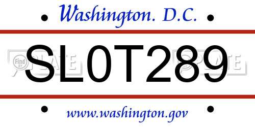 SL0T289 District Of Columbia License Plate