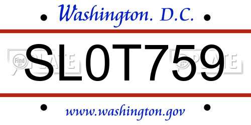 SL0T759 District Of Columbia License Plate
